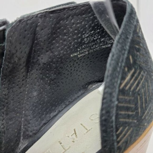 1.State Iddah Booties Cutaway Perforated Leather Black Side Zip Boots Shoes 8 - Picture 3 of 11